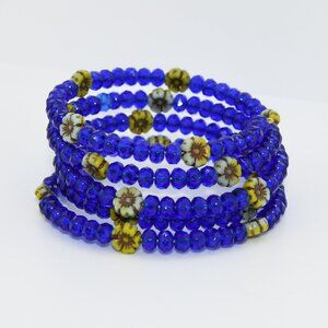 Blue Green Memory Wire Bracelet